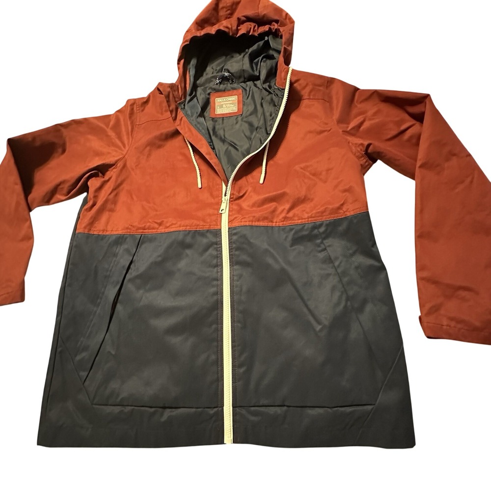 Falls Creek Performance Mens Hooded Jacket Colorblock Rust Navy Blue Large